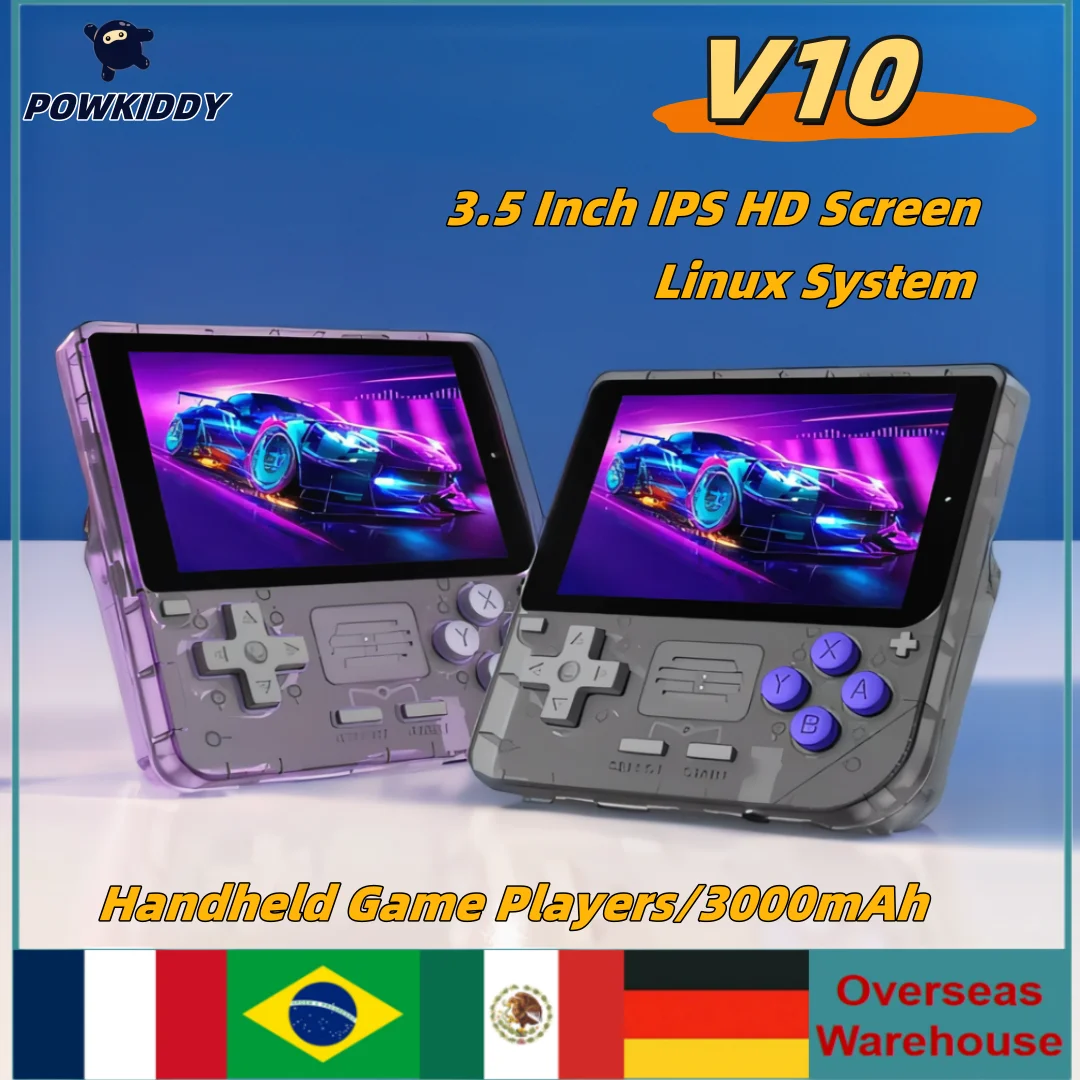 Система Powkiddy V10 с открытым исходным кодом, совместимая с основным 64-битным 3D-симулятором, 3,5-дюймовым Ips OCA HD, полноэкранный подарок