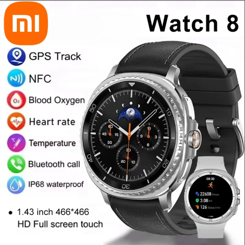 Xiaomi 2025 Новые Смарт-часы 8 Ultra Смарт-часы для мужчин 100 + Спортивное видео GPS NFC 46 мм AMOLED Фитнес Спортивный трекер Запуск здоровья