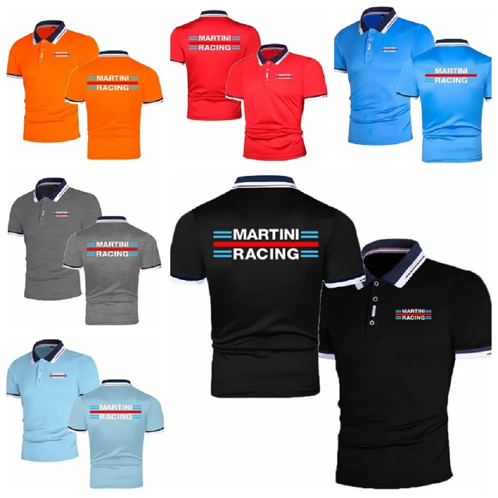 Мужские поло с короткими рукавами Martini Racing Топы Спортивная мужская одежда для фитнеса Быстросохнущие модные поло Jumbo Размер S-5XL