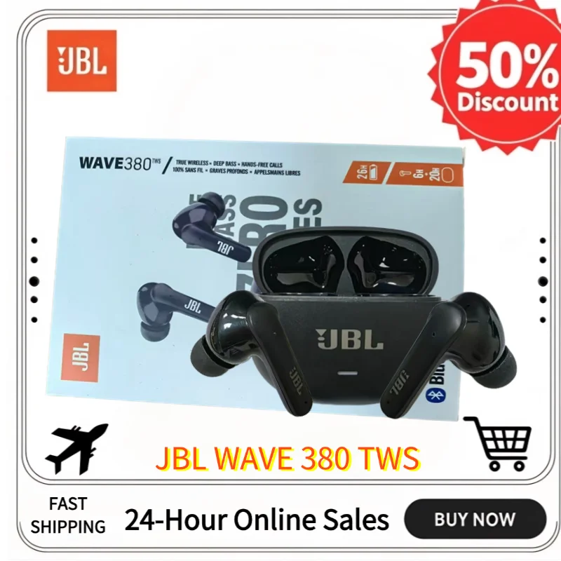 JBL Wave 380TWS оригинальные настоящие беспроводные наушники с шумоподавлением Hi-Fi спортивные наушники-вкладыши JBL WAVE 380 Портативное аудио и видео