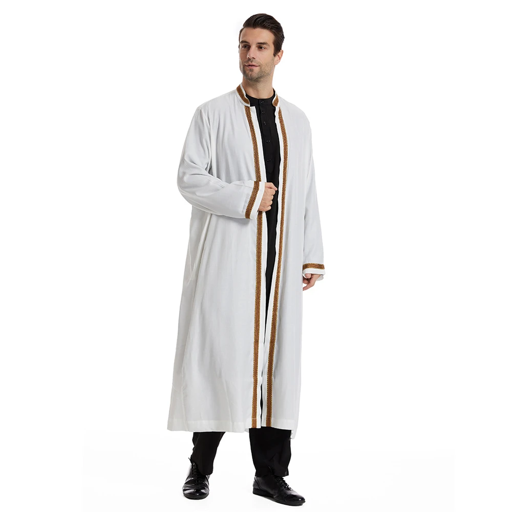Фото Мусульманский мужской Jubba Thobe, традиционная мусульманская одежда, Рамадан, кафтан, халат, Открытое платье в стиле Саудовской Аравии, арабское платье Дубая, Ближний Восток №4