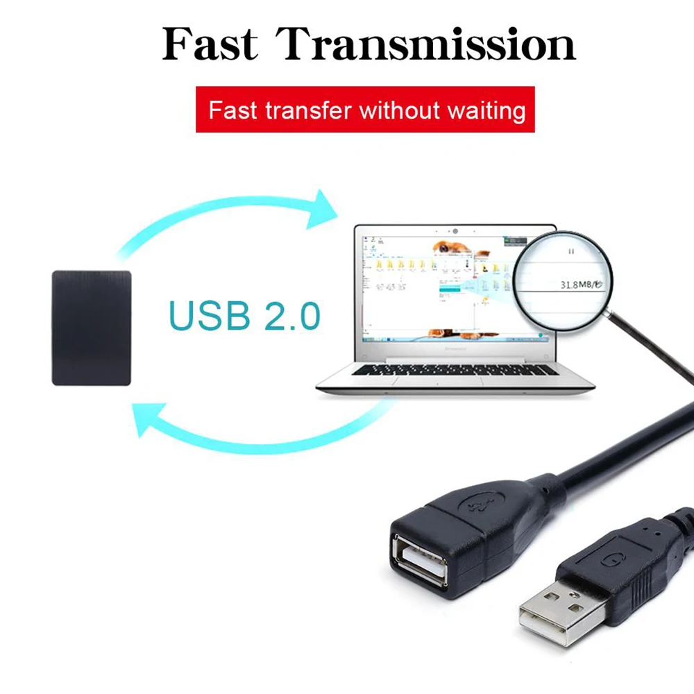 Фото Кабель-Удлинитель USB 2,0 для передачи данных, 1 м №2