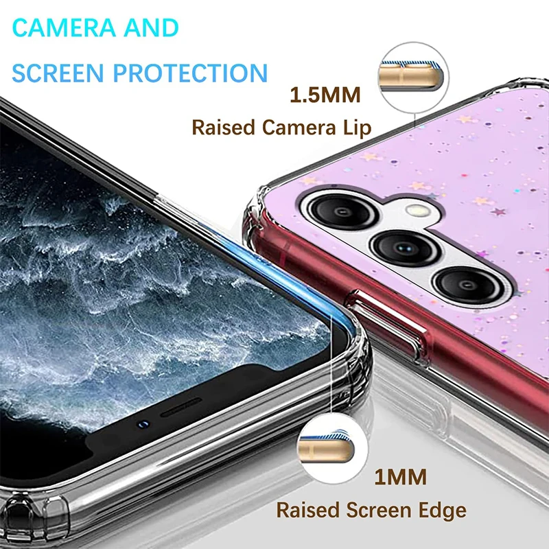 Фото Роскошный блестящий силиконовый прозрачный ультратонкий чехол для Samsung Galaxy A54 A34 A24 A14 A04S A04 A53 A73 A33 A13 A52 A32 A22 A51 A31 №4