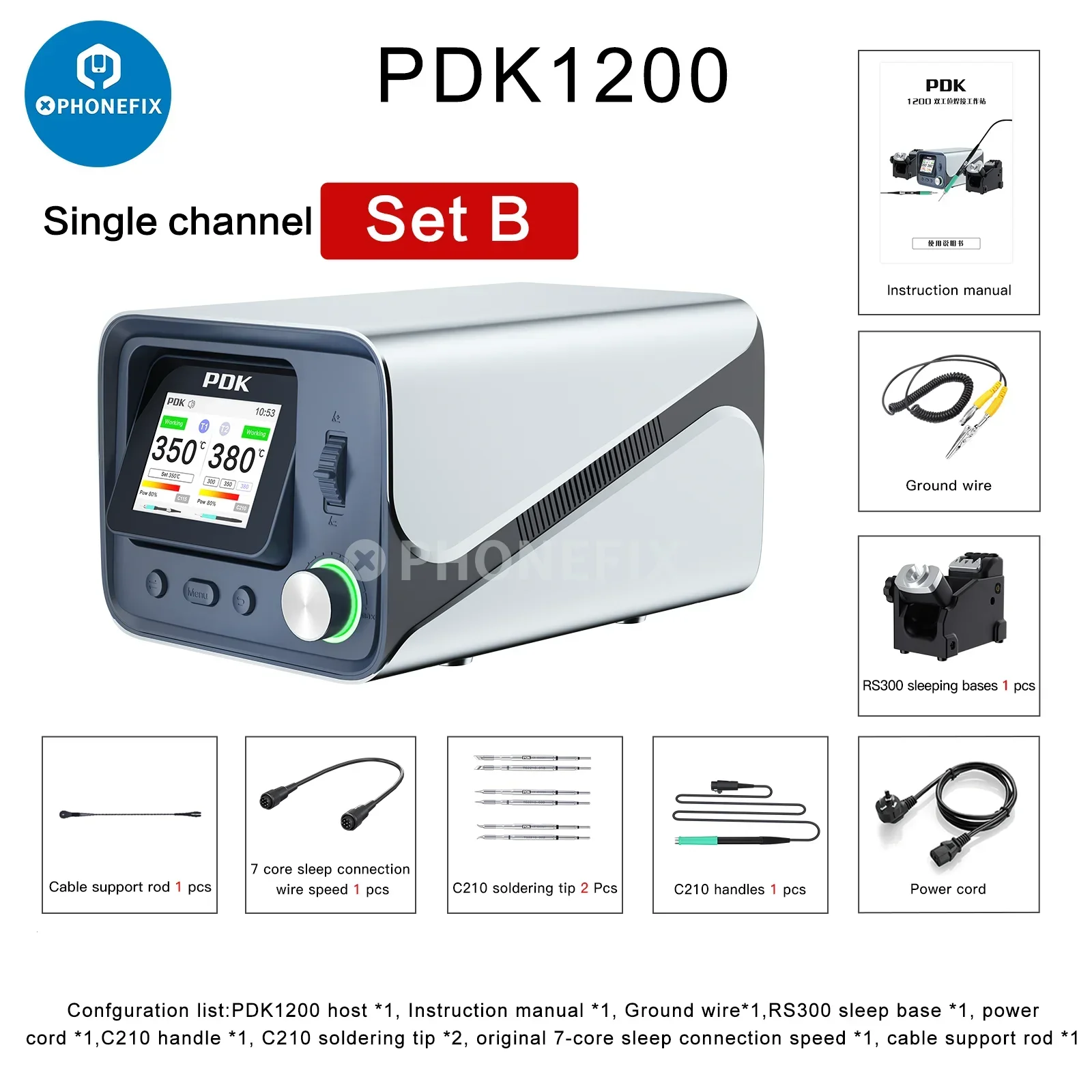 Паяльная станция i2C PDK1200, 300 Вт, одиночная/Двойная электронная сварочная ремонтная станция, наконечник паяльника, ручка 210/245/115
