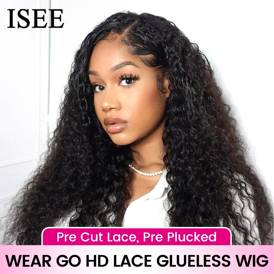 Одежда Go Glueless человеческие парики ISEE волосы готовые к переходу монгольская волна 13x4 HD кружевной фронтальный парик предварительно Обрезанные кружева предварительно сорванные без клея