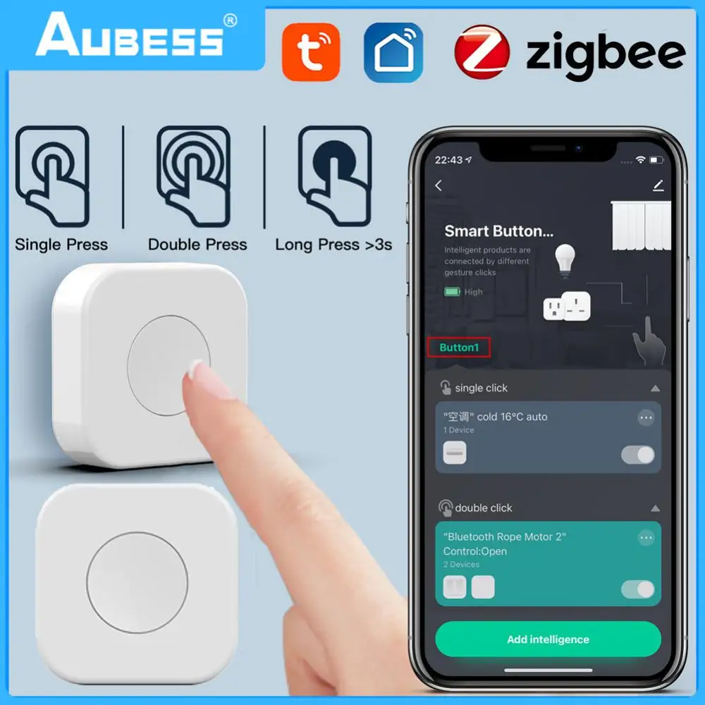Смарт-переключатель Tuya ZigBee, беспроводной кнопочный переключатель с питанием от батареи, несколько режимов, сенсорное управление, работает с приложением Smart Life