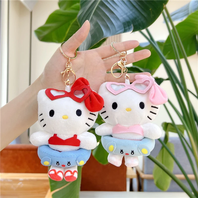 Kawaii Sanrio Hello Kitty плюшевый брелок с рисунком Kt Cat, мягкая кукла, игрушка, сумка, подвесные украшения, автомобильный брелок, подарки для девочек