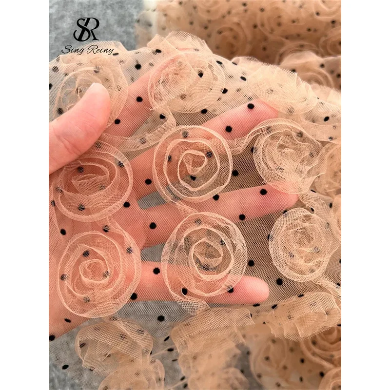 Фото ZIXIN 3D розы сетчатое платье на бретелях в горошек с открытой спиной на молнии нерегулярный сарафан женское французское шикарное вечернее длинное платье для пожилых людей №5