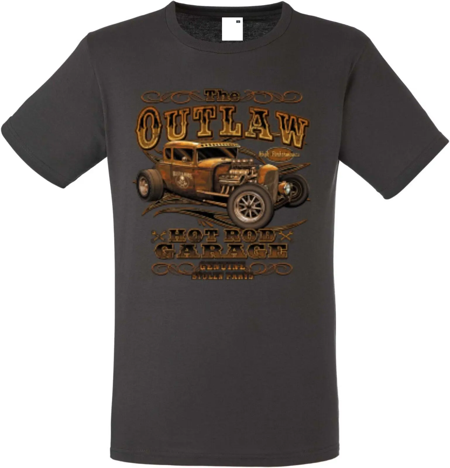 Футболка с графитовыми оттенками V8 Hot Rod US Car '50 стиль мотив модель Outlaw