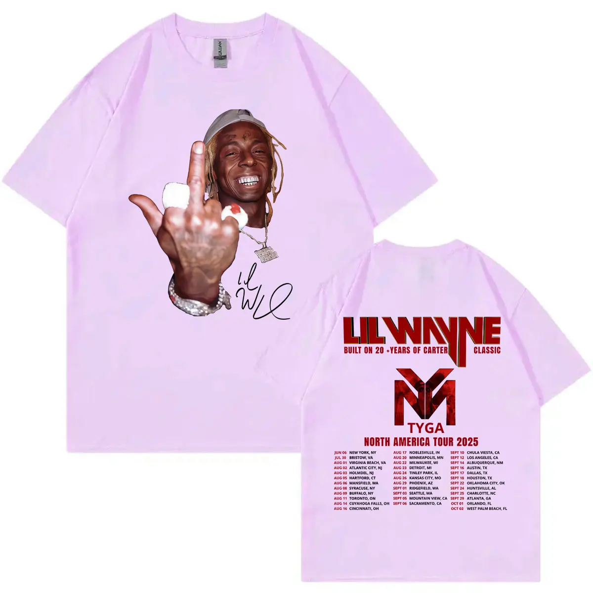 Фото Рэпер Lil Wayne Tour 2025, двусторонние графические футболки для мужчин и женщин, винтажная футболка в стиле хип-хоп, летние повседневные модные свободные футболки №4