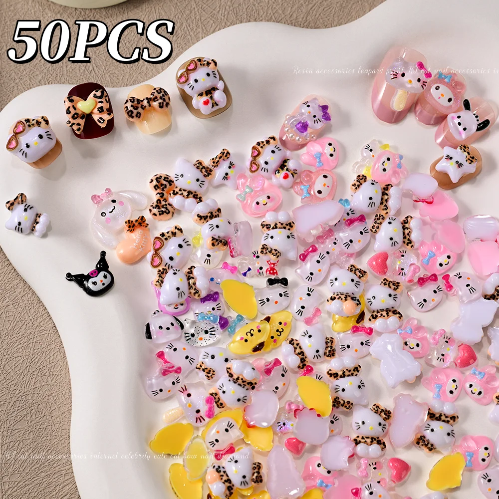 50 шт. Kawaii Sanrio аксессуары для дизайна ногтей 3D мини Hellokitty/Melody украшения для ногтей подвески DIY чехол для телефона шпилька поделки для дизайна ногтей