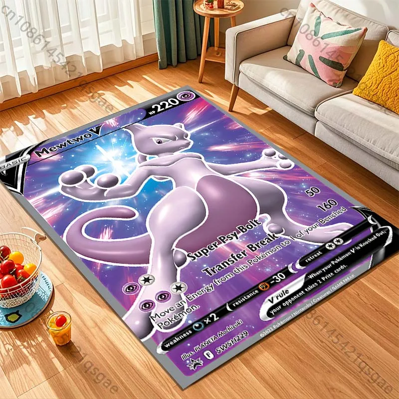 1 шт., карты покемонов, ковер с принтом Mewtwo, декор для комнаты для йоги, детский коврик для ползания, коврик для гостиной, коврик для игр, напольный коврик