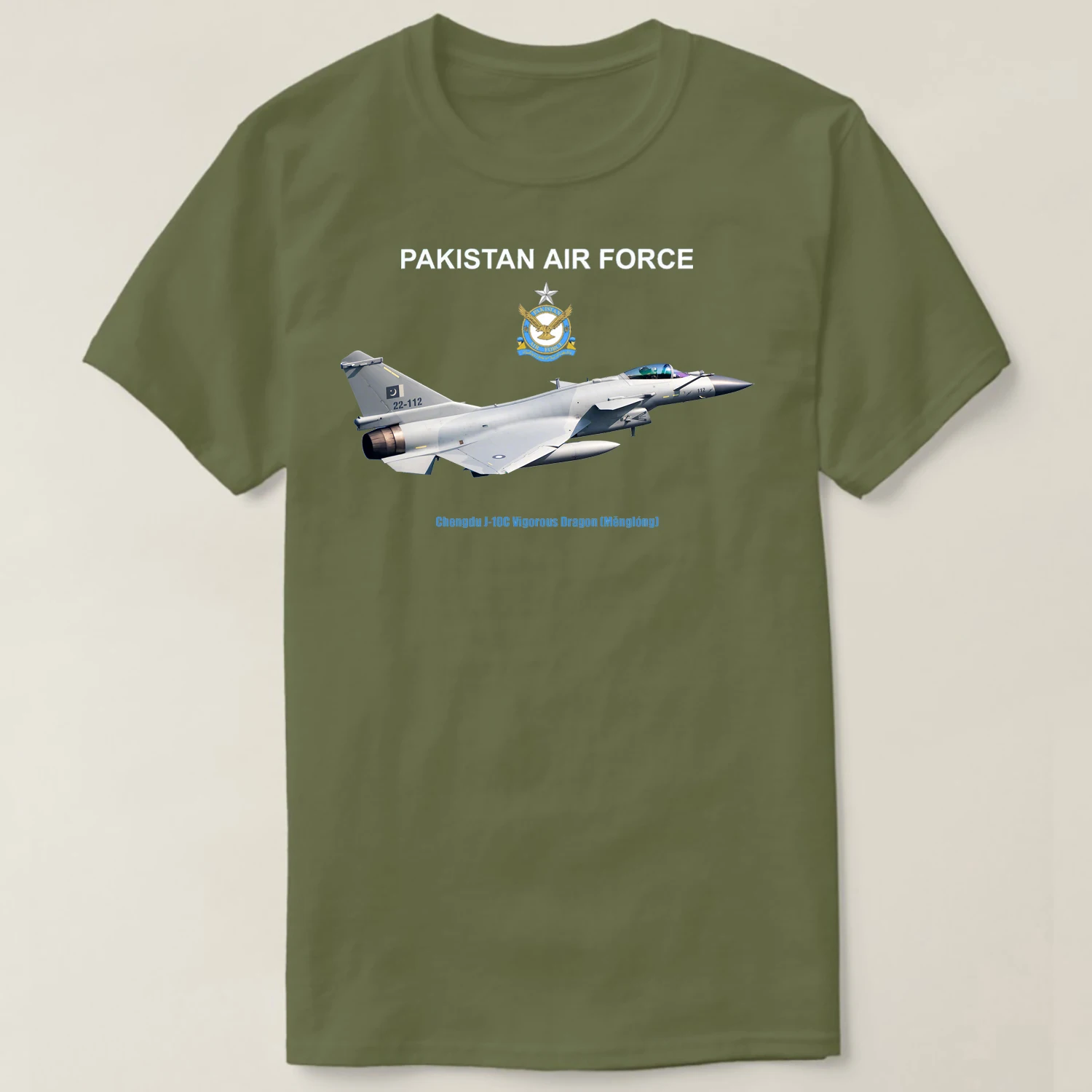 Фото Пакистан ВВС J-10C энергичная футболка с изображением дракона, 100% хлопок, с круглым вырезом и коротким рукавом, летняя повседневная мужская футболка, уличная одежда №2