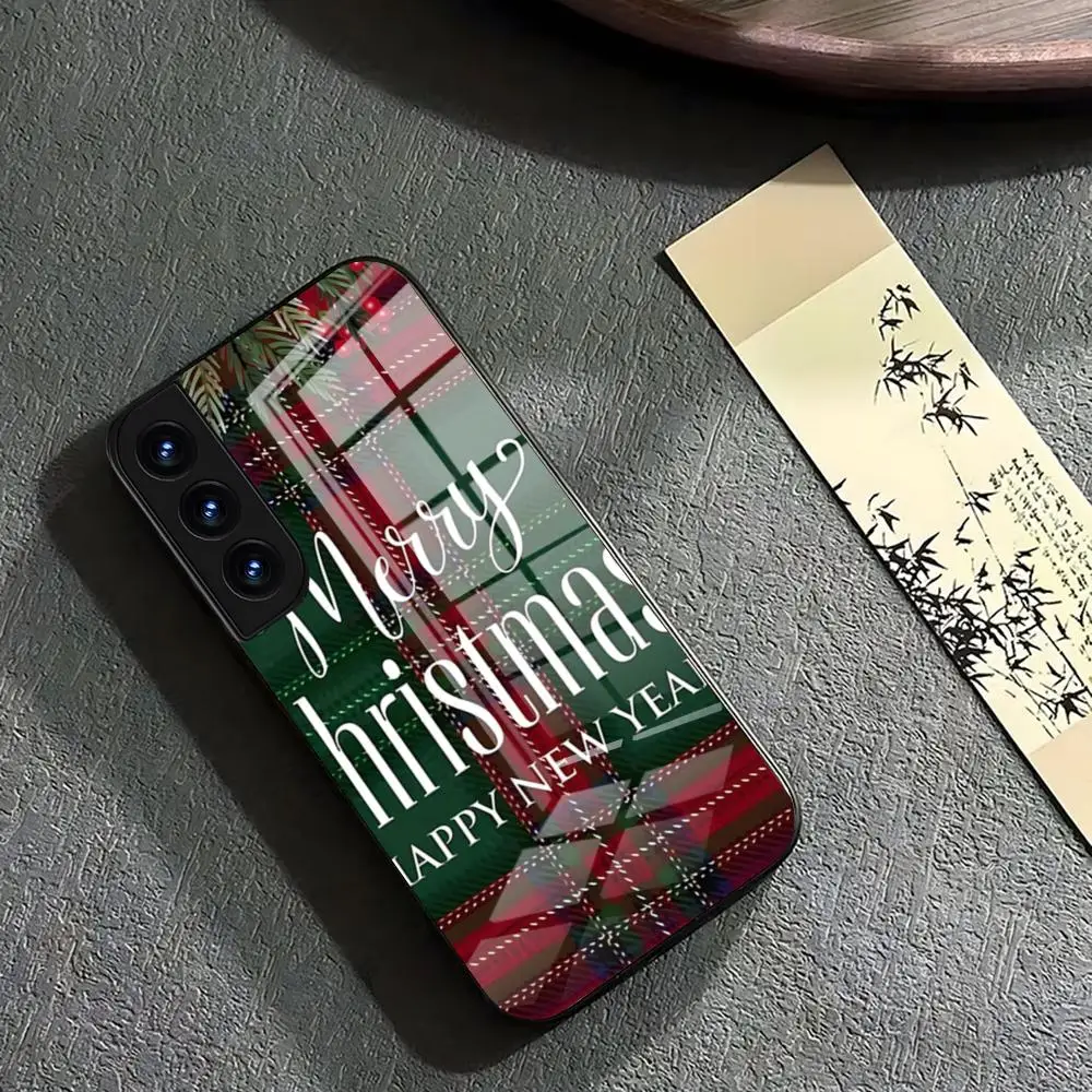 Рождественский чехол для телефона Samsung, мощный и практичный s 24 ultra plus 23 22 21 20 a 34 54 53 note20 m 54 стеклянный чехол (art.: 3920c9c115814) - 3920c9c115814
