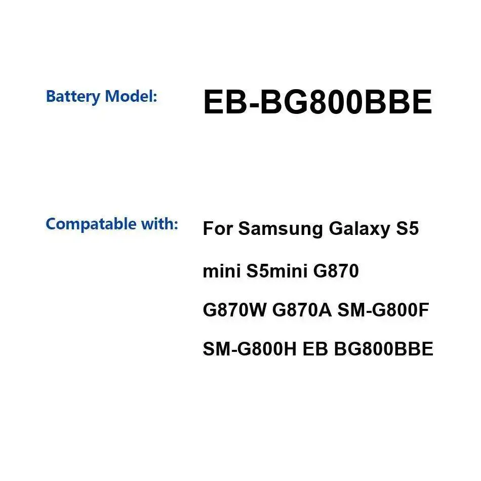 EB-BG800BBE Высокосовместимый аккумулятор для мобильного телефона 2100 мАч для Samsung Galaxy S5 Mini G870 G870W G870A SM-G800F SM-G800H