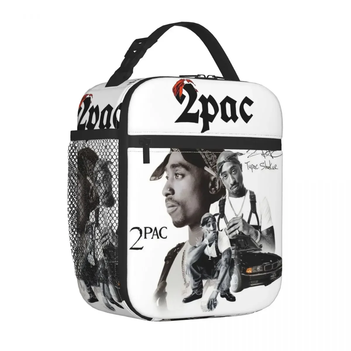 Фото Пользовательский рэпер Тупак 2PAC Сумка для обеда в стиле хип-хоп для женщин Термохолодильник Изолированная коробка для бенто Офисная сумка для пикника Путешествия Многоразовые сумки-тоут №2
