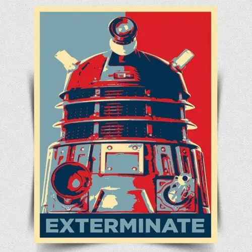 МЕТАЛЛИЧЕСКАЯ НАСТЕННАЯ ПЛАККА DALEKS EXTERMINATE DR WHO плакат - A3 - Алюминий