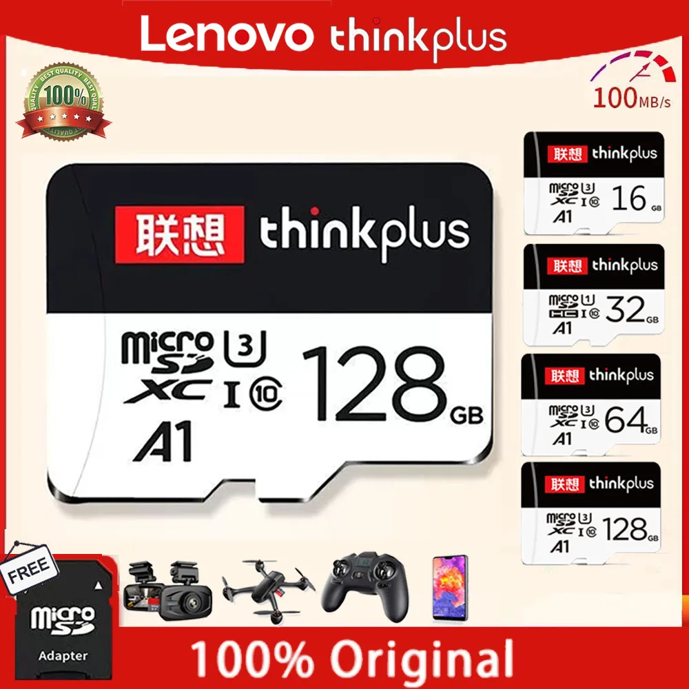 Микро SD-карта Lenovo Thinkplus, 128 ГБ, 64 ГБ, 32 ГБ, 16 ГБ, высокоскоростная мини-карта памяти, TF-карта класса 10, 512 ГБ, 256 ГБ для телефона