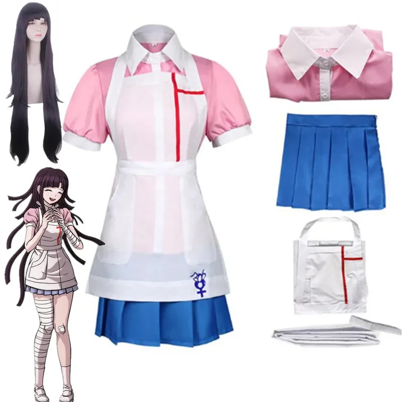 Аниме Danganronpa Косплей Костюм Mikan Tsumiki Женское Платье Униформа Горничной Полный Комплект Хэллоуин Карнавальная Одежда