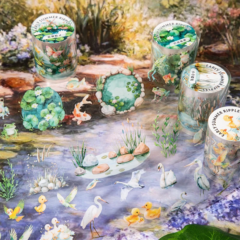 8 упаковок/лот, серия Ripples in early summer, милая декоративная клейкая лента для домашних животных в стиле ретро