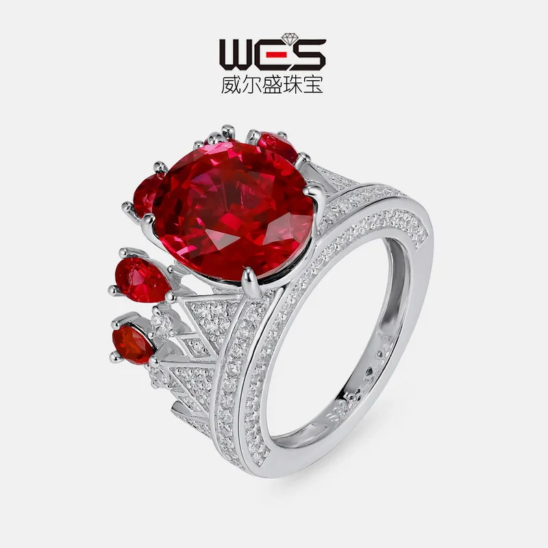 Женское золотое кольцо WES18K с культивированным рубином и сапфиром, инкрустированное разноцветными детскими камнями, платиновые украшения PT950