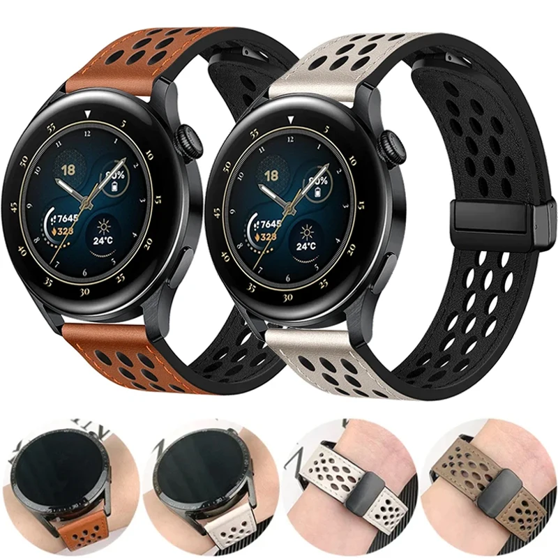 Кожаный Ремешок Для Часов С Магнитной Пряжкой, Совместимый С Samsung Galaxy Watch 6 Classic Active Huawei GT 44 Мм 40 Мм