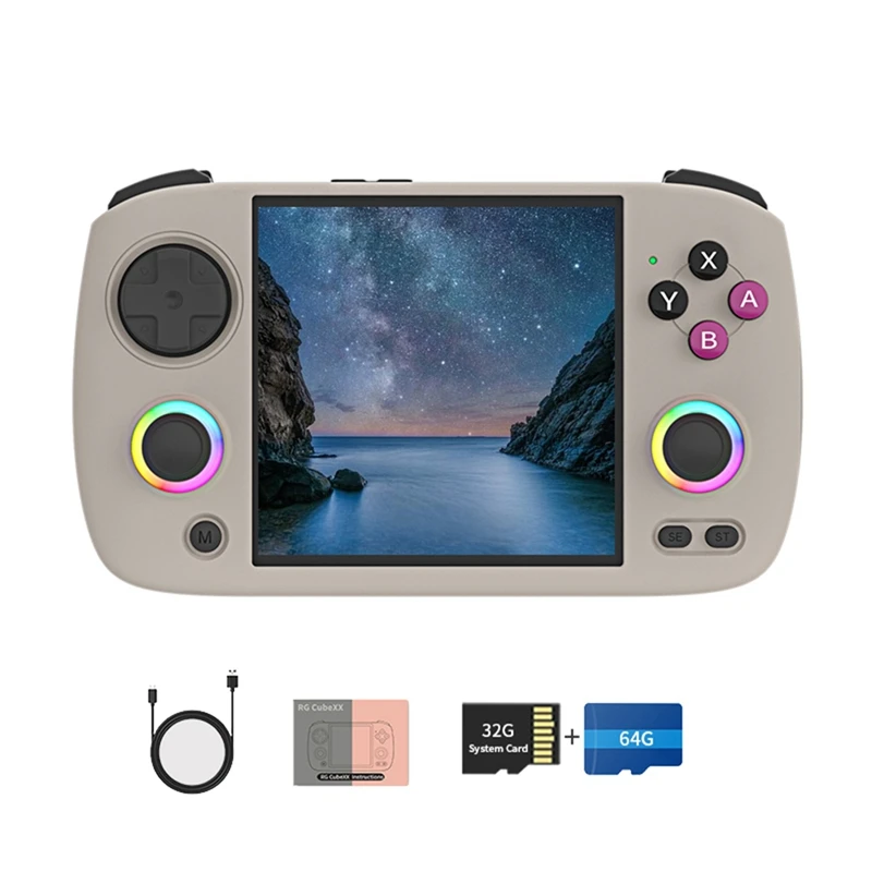 Портативная игровая консоль RG Cubexx в стиле ретро, 32G + 64G, RGB-джойстик, игровой плеер, поддержка WIFI, Bluetooth, HD, ТВ-подключение C
