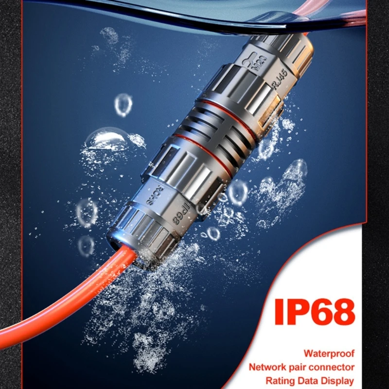 Фото Водонепроницаемый соединитель RJ45, IP68 Ethernet-кабель, стойкий к натяжению, простой монтажный кабель, Прямая поставка №3