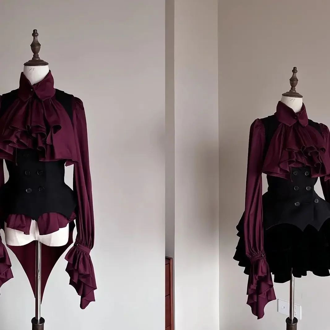 Японские готические блузки в стиле Лолиты для женщин, Blusas Mujer De Moad, облегающие белые рубашки с расклешенными рукавами, готическая блузка нестандартной формы, топы