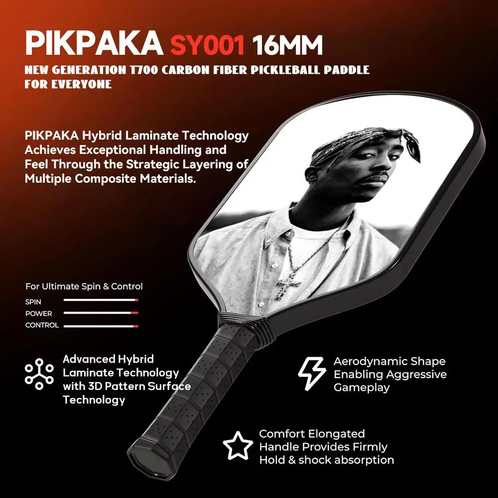 Фото T_Tupac Pickleball Paddle Set Легкая ракетка из стекловолокна с сотовым сердечником диаметром 13 мм, одобренная USAPA для силы и вращения №3