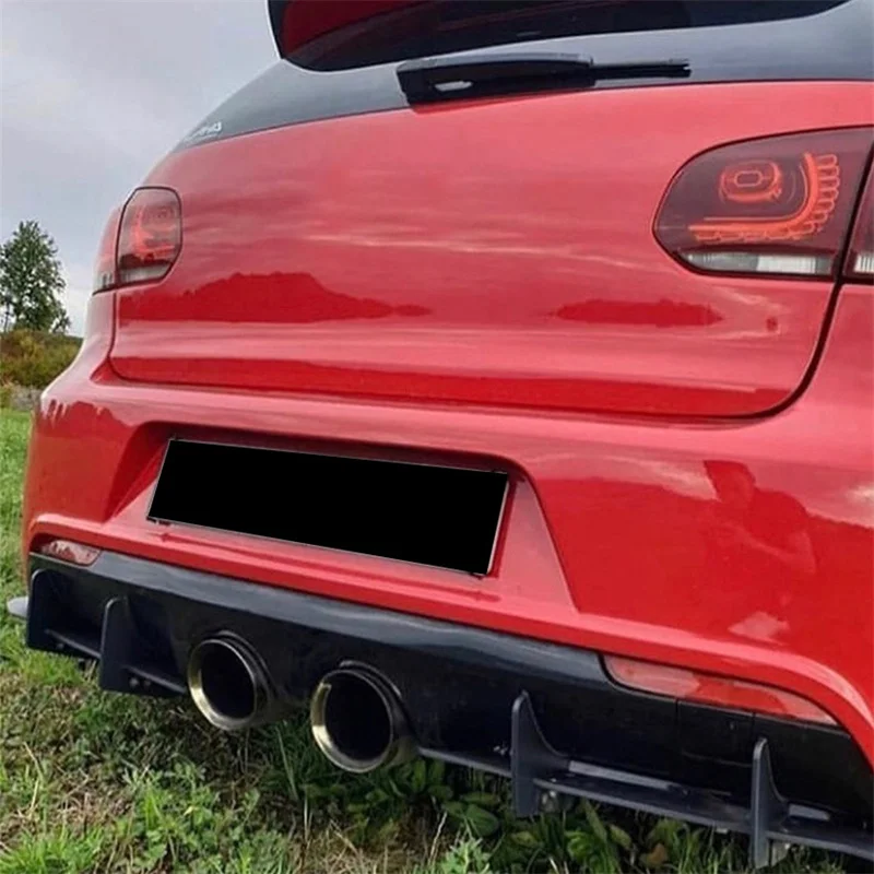 Фото 2008 до 2013 для VW Golf 6 MK6 R диффузор нижнего заднего бампера, задний разветвитель, спойлеры, защита губ от ABS Canard, дефлектор №3