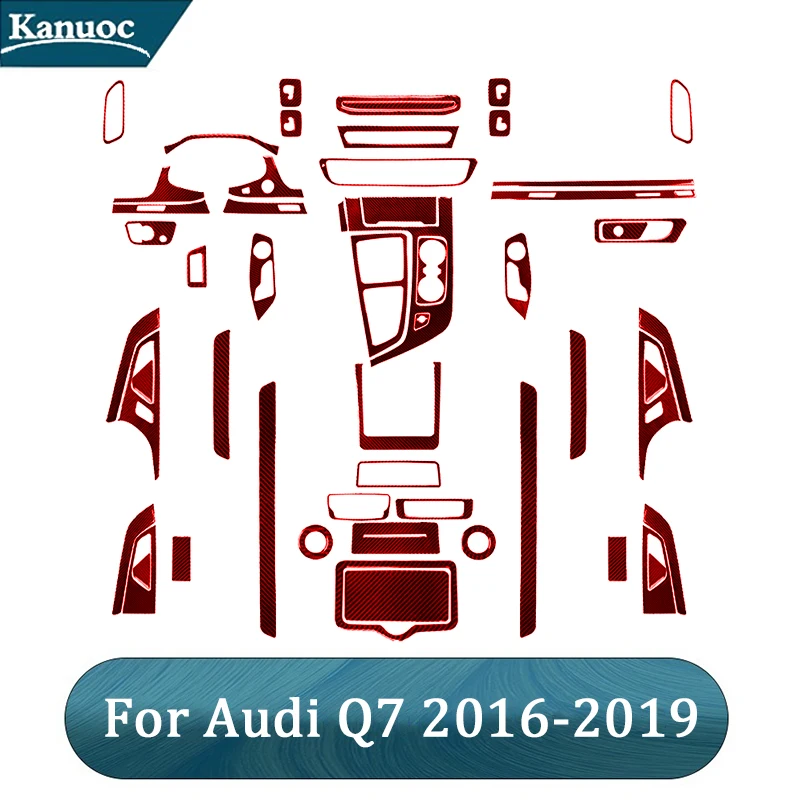 Для Audi Q7 2016 2017 2018 2019, автомобильные углеродное волокно, различные детали, черные наклейки, декоративные аксессуары для интерьера