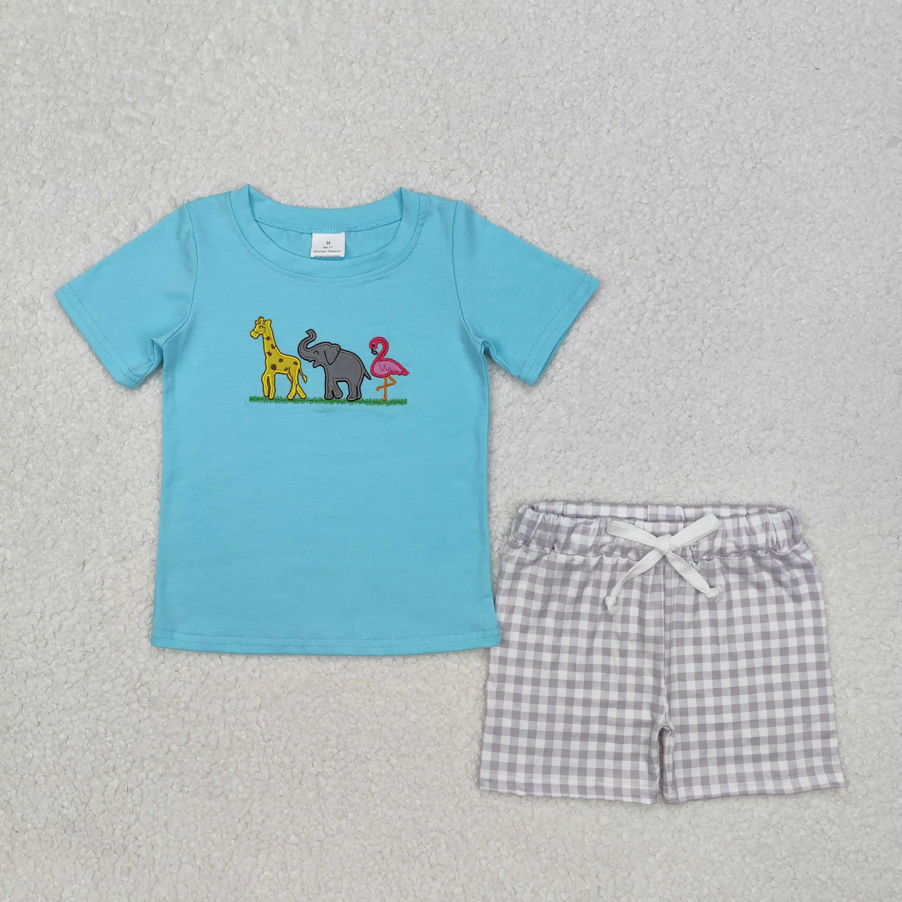 Фото Wholesale Hot Sale Baby Boy Girl Clothes Embroidery Animals Sibling Clothing Infant Toddler Girls Rompers Boys Outfits Matching №3