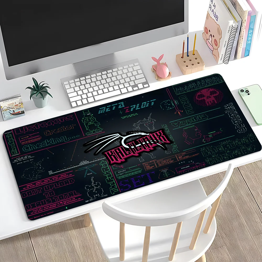 Коврик для мыши с логотипом K-kali Linux, большой противоскользящий коврик для мыши, коврик с прошитыми краями, прочный настольный ноутбук, игры ​   Клавиатура XXL Компьютерная периферия