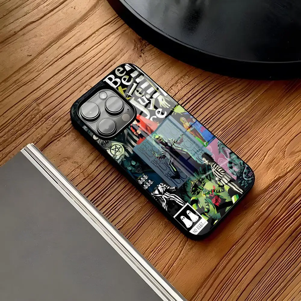 Чехол для телефона rastar-B-Beetlejuices для IPhone 16 14 Pro 15 13 12 Max 11 XR XS 6 7 8 6s X Luxury Glass Cove