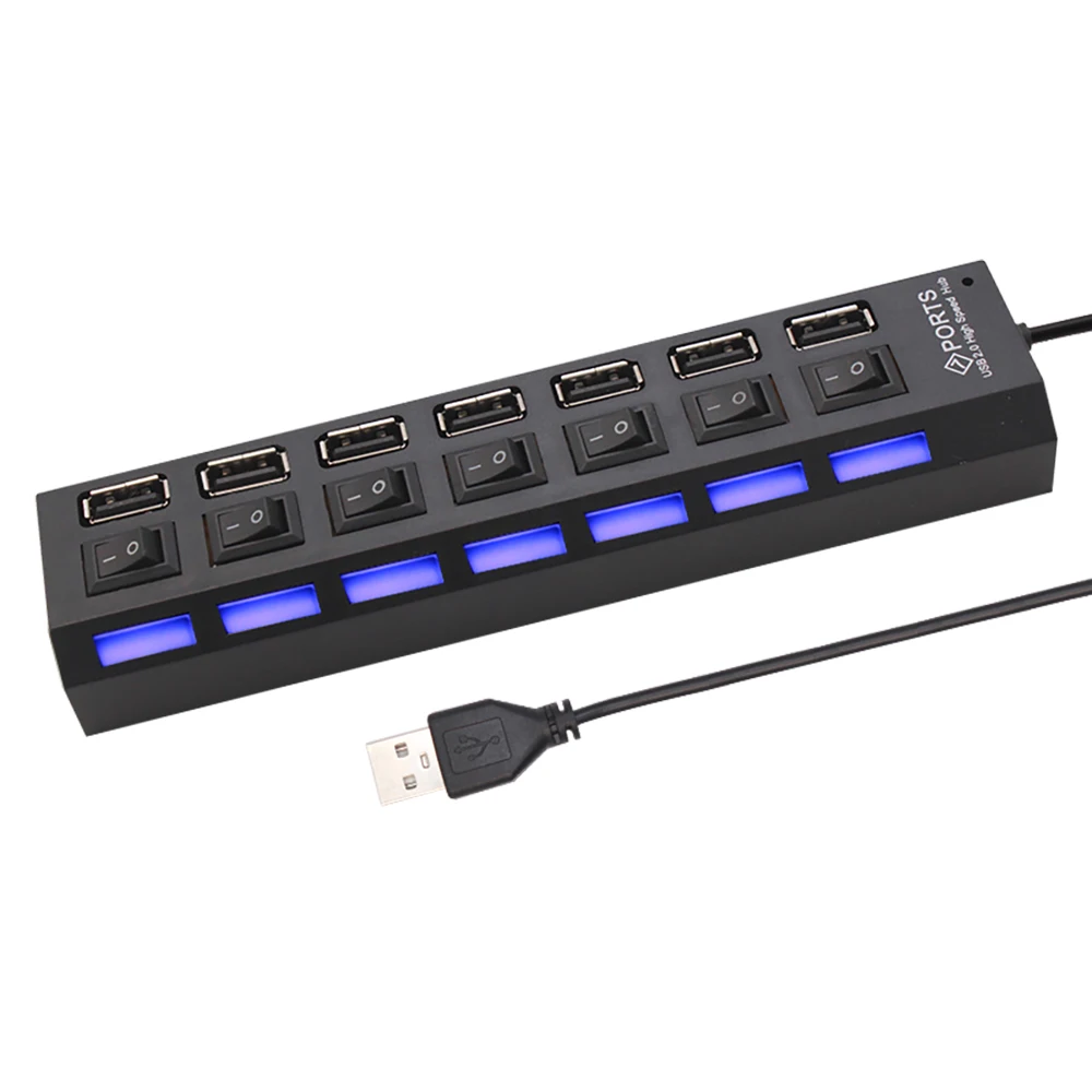 Фото Высокоскоростной разветвитель на 7 портов USB 2,0, USB-адаптер питания на 4 порта №3