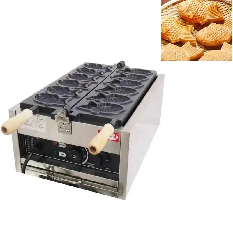Taiyaki Maker Рыбная вафельница Машина для выпечки рыбных тортов 6 шт. Вафельница для рыб с красной фасолью 3000 Вт с антипригарным покрытием Snapper Roaste