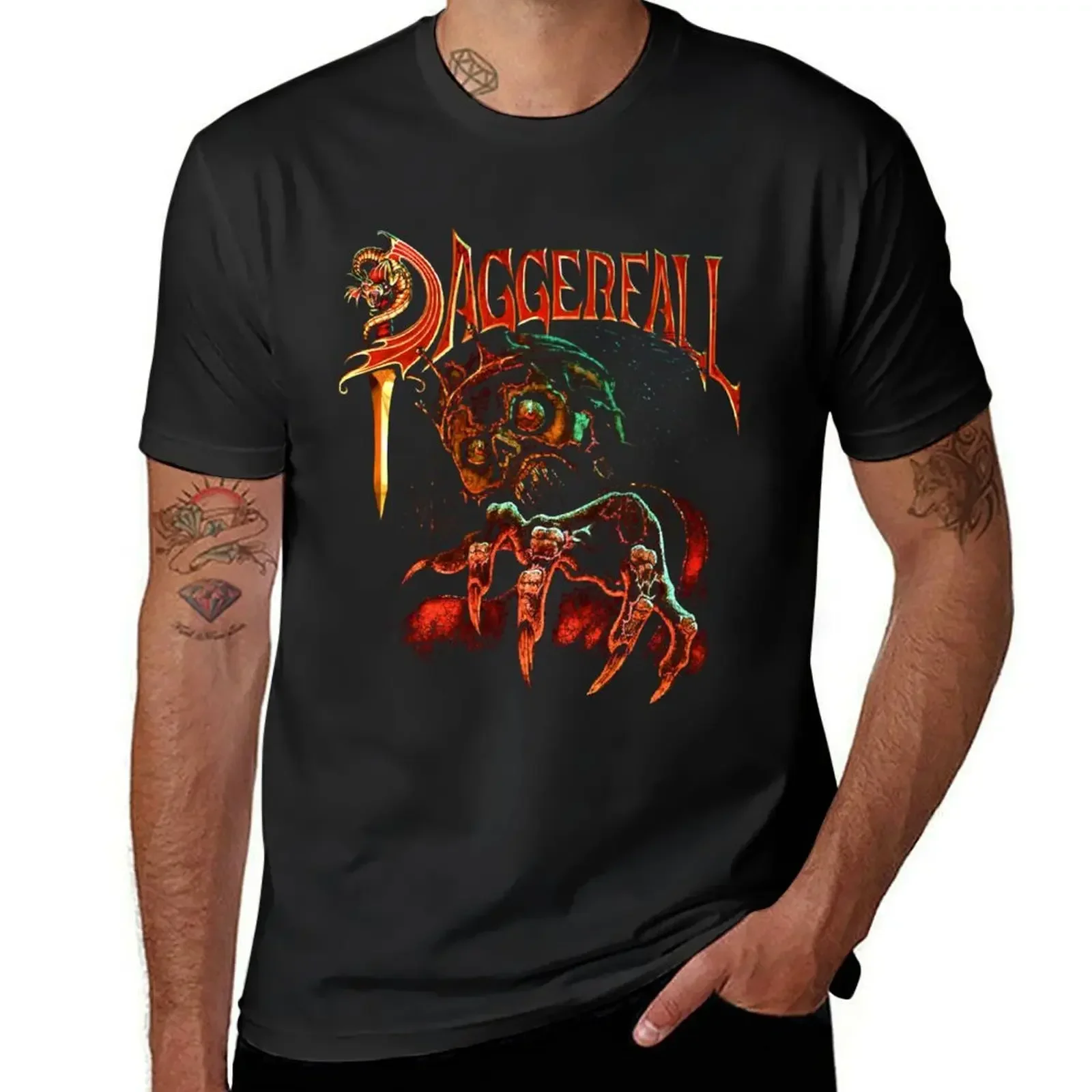 Футболка Daggerfall, летние топы, тяжелые корейские модные топы, мужские рубашки для тренировок