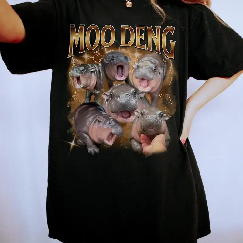 Смешная футболка Moo Deng Rap Meme