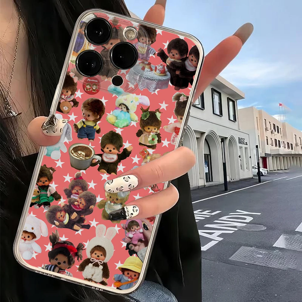Фото Чехол для телефона Monchhichis с милой куклой из мультфильма для iPhone 16e 16 15 14 13 12 11 Mini Pro Max X XR XSMax 7 8 Plus, мягкая задняя крышка из ТПУ №5