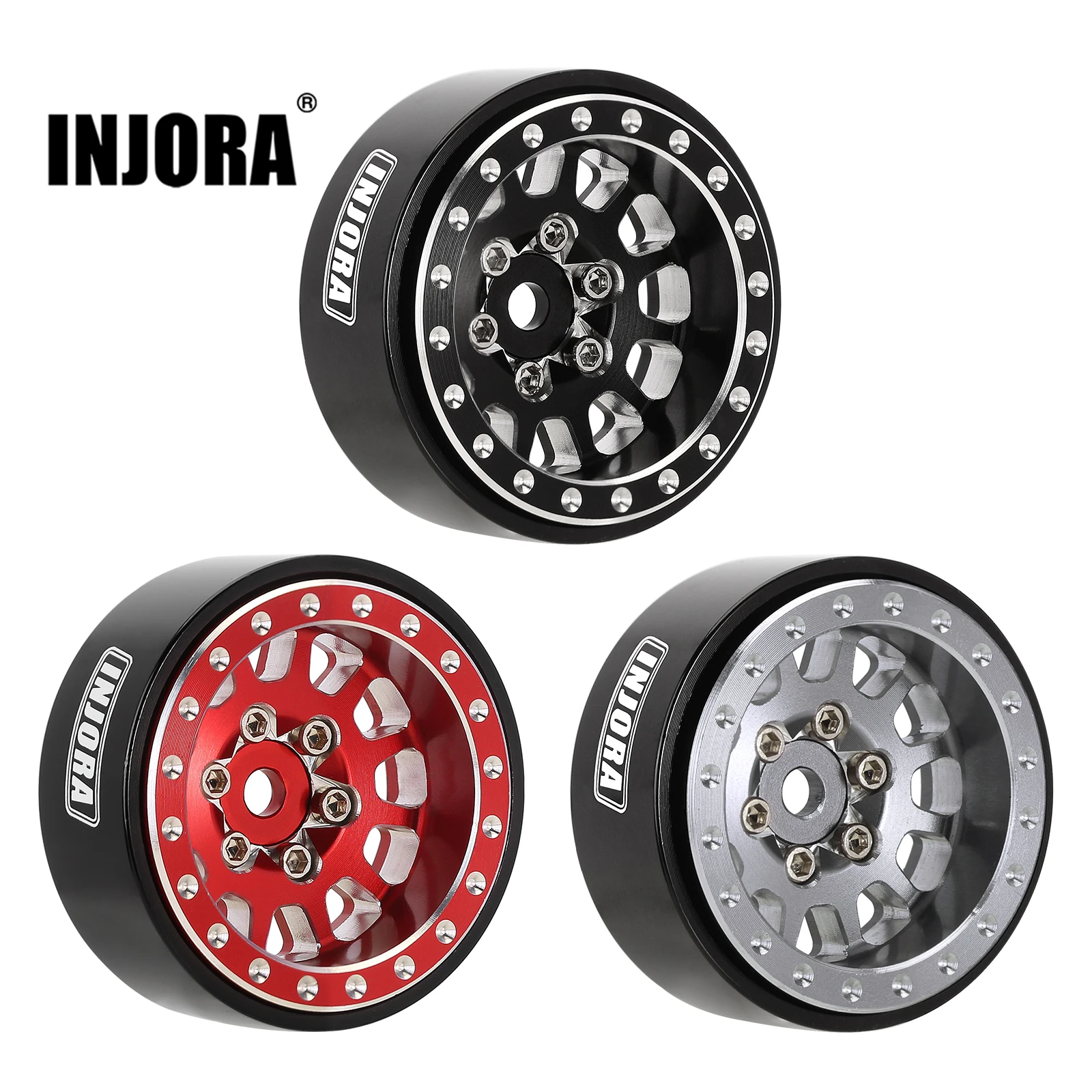INJORA 1,0 Plus алюминиевые Beadlock колесные диски для 1/24 1/18 RC Гусеничный SCX24 TRX4M FCX24 (W1104 W1105 W1106)
