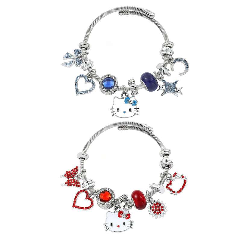 Модный трендовый женский браслет Y2K Sanrio, Hello Kitty, браслеты с кристаллами в виде кошки, женские свадебные украшения