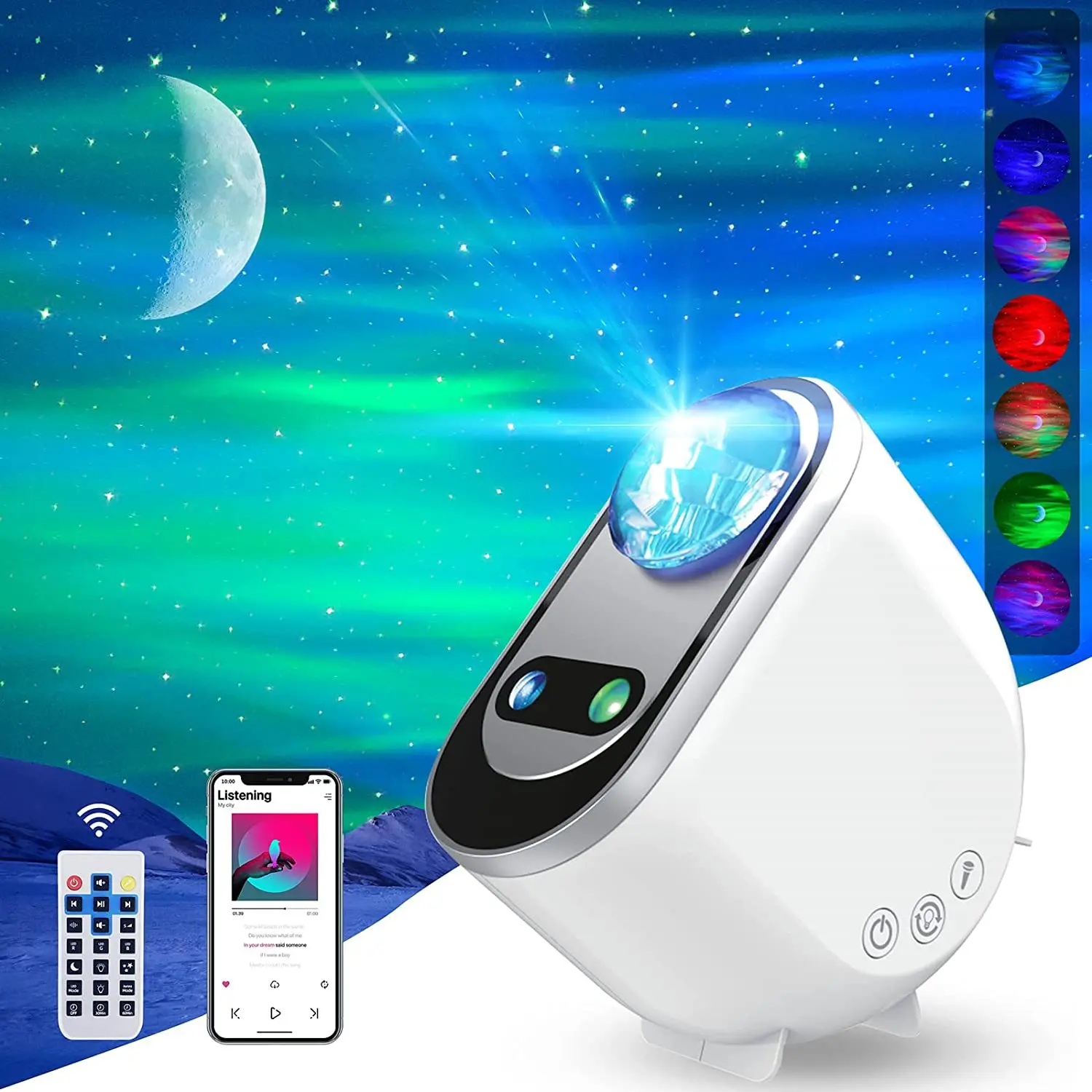 Проектор СИД Aurora Borealis Starlight, ночник для спальни, спальни, неба, Луны, декор для комнаты, подарок