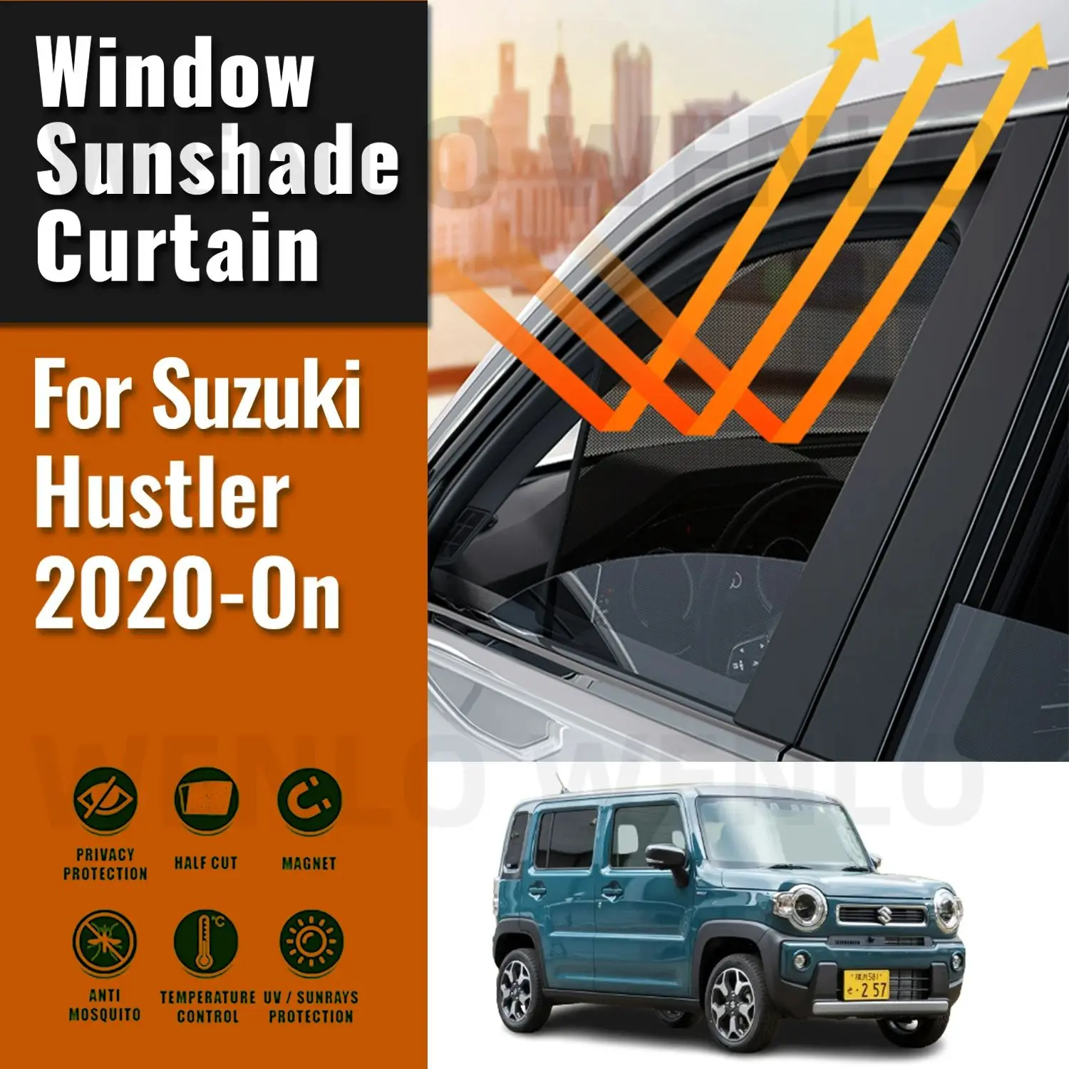 Для Suzuki Hustler 2024 2023-2020 Магнитный автомобильный солнцезащитный козырек, передняя лобовое стекло, рамка, занавеска на заднее боковое окно, солнцезащитный козырек