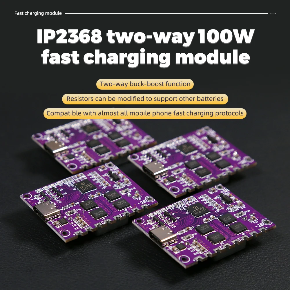 IP2368 Модуль двунаправленной быстрой зарядки 100 Вт Интерфейс Buck-Boost Type-c Литиевая батарея 4S Мощная плата быстрой зарядки