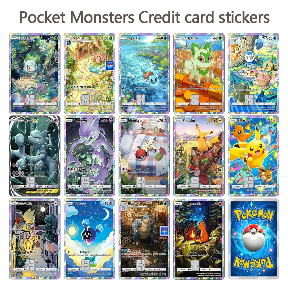 1 шт. PTCG Poket Promo-A Series Mewtwo наклейки на кожу кредитной карты для VISA дебет кредитной карты украшение без остатков