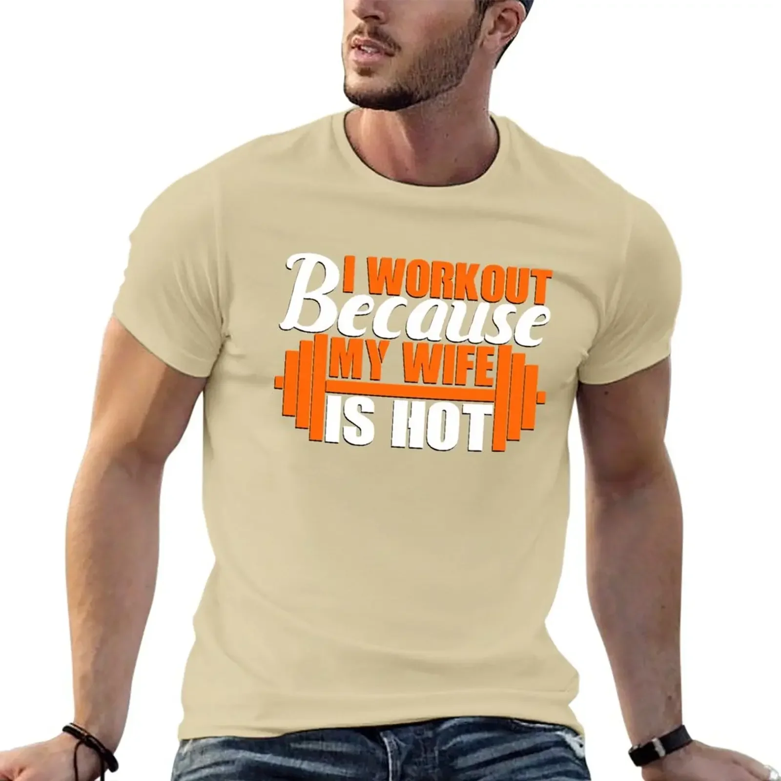 Фото Футболка мужская с коротким рукавом, модная тенниска с надписью I workout, модная майка оверсайз, в Корейском стиле, в винтажном стиле, лето №3
