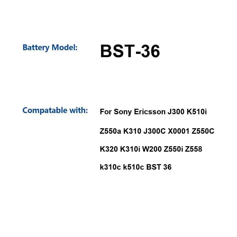 Аккумулятор Bst-36 780 мАч для Sony Ericsson J300 K510i Z550a K310 J300C X0001 Z550C K320 K310i W200 Z550i Z558 K310c K510c