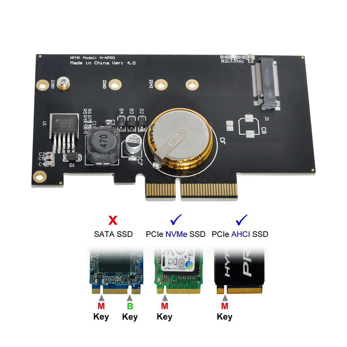Фото CY Xiwai M.2 NGFF M ключ SSD Nvme карта к PCI-E 3,0x4 адаптер PCI Express с защитой от сбоя питания 4.0F супер конденсатор №2
