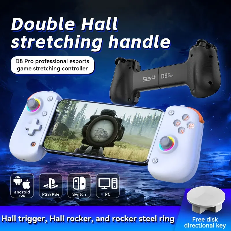 НОВЫЙ контроллер планшета BSP D8 PRO RGB, беспроводная ручка для игр Switch, Bluetooth-разтягивающий джойстик для P3 P4, Android IOS, геймпад